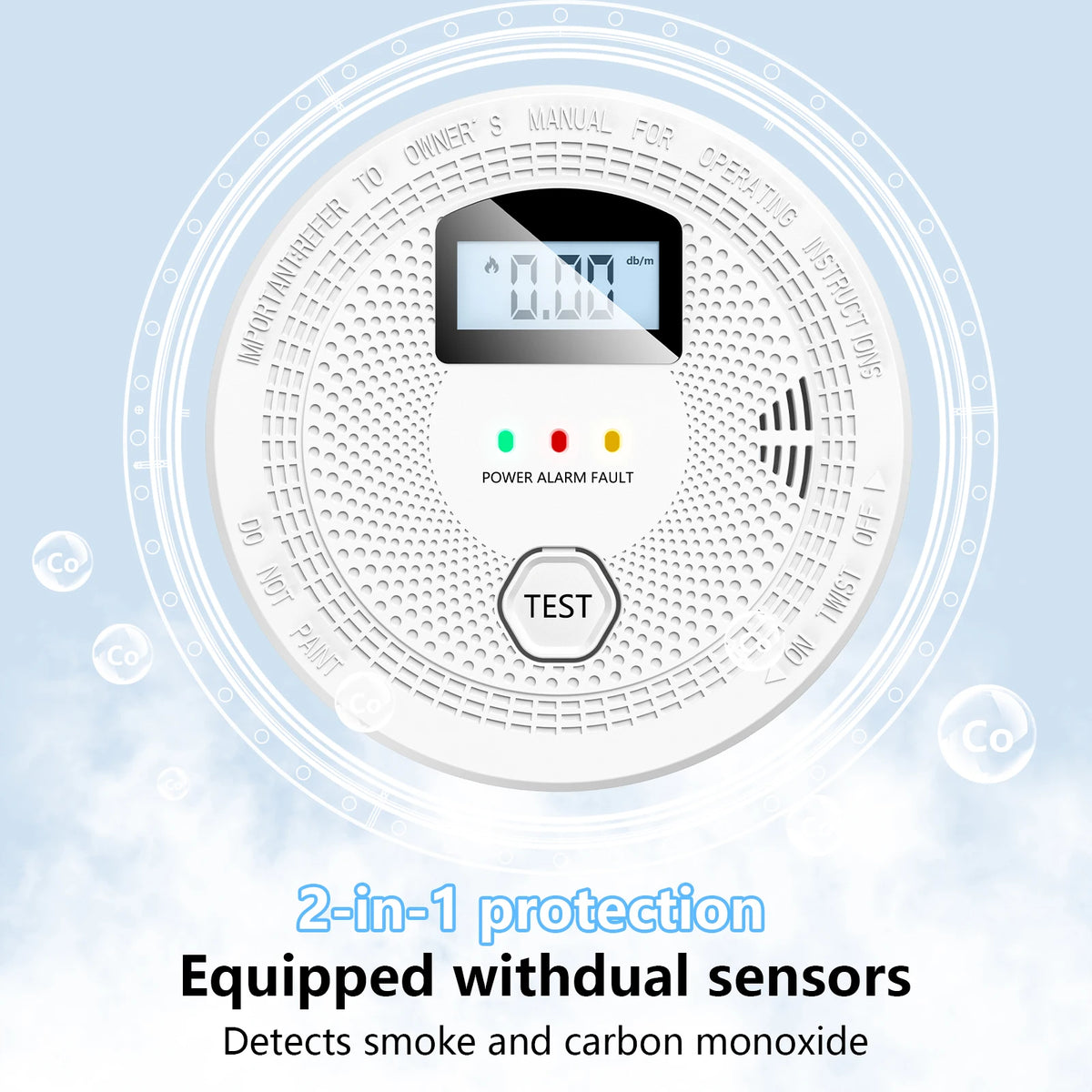 Dual sensor detects smoke and carbon monoxide
