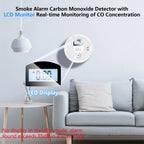 LCD monitor with real-time CO reading, 85 dB alarm